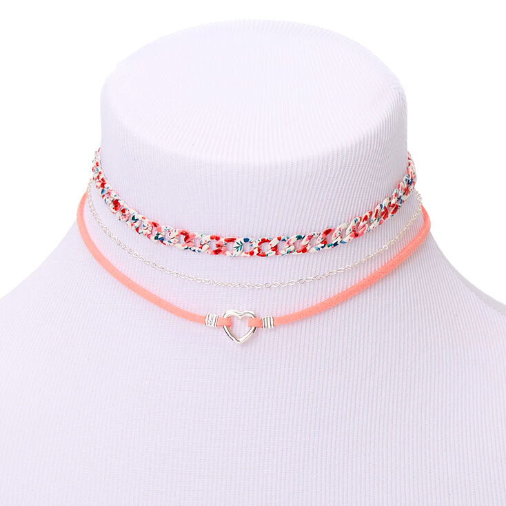 Romantic Floram Mixed Choker Necklaces - Pink, 3 Pack,
