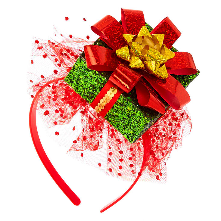 Glitter Present Headband - Red,