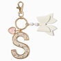 Pearl &amp; Crystal Gold-tone Initial Keychain - S,