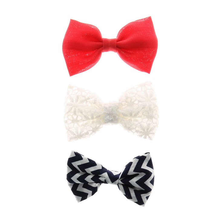 Patterned Bow Hair Clips - 3 Pack,