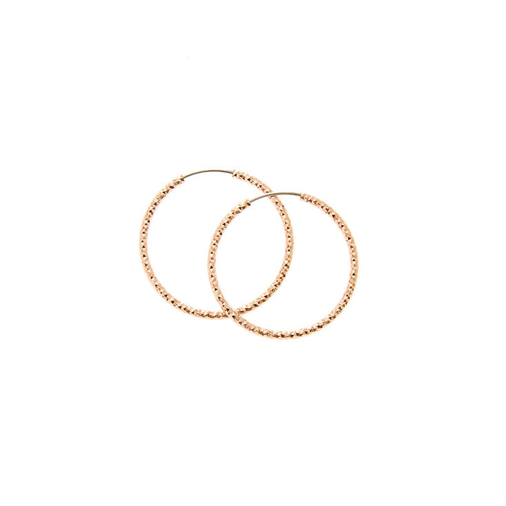 25MM Rose Gold-toned Sandblasted Hoop Earrings,