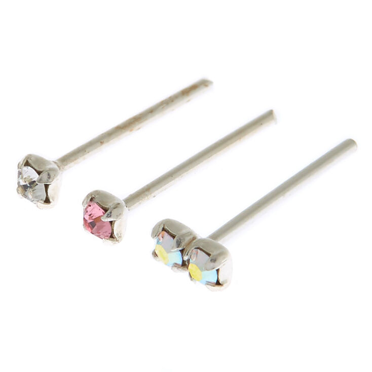 Swarovski® 22G Pastel Crystal Nose Studs - 3 Pack,