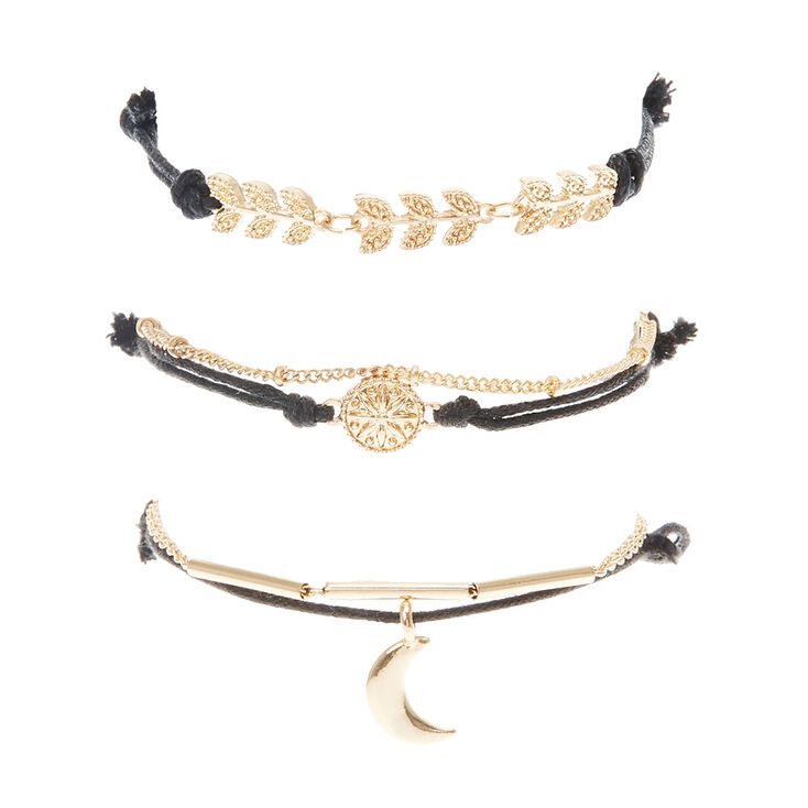 Black & Gold Mystical Moon Bracelet Set,
