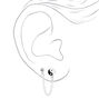 Silver Yin Yang &amp; Faux Crystal Stud Connector Chain Earrings,