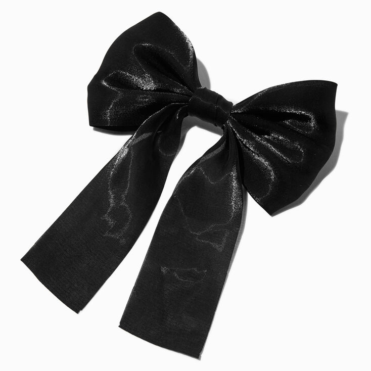 Black Satin Bow Barrette Hair Clip,