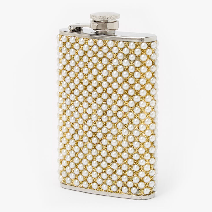 Embellished Pearl Flask - Silver,