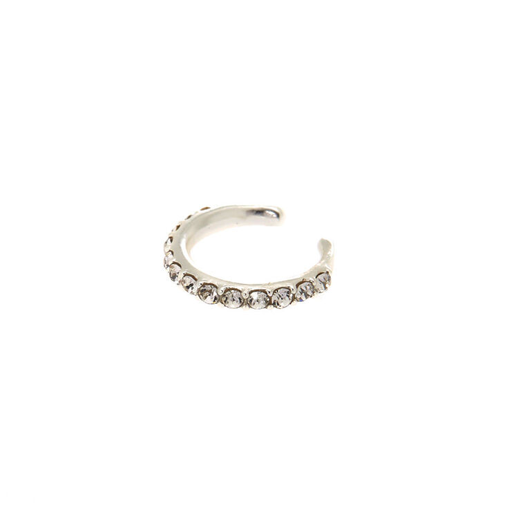 Sterling Silver Stone Band Ear Cuff,