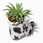 Cow Spots Cowboy Boot Planter With Faux Succulent,