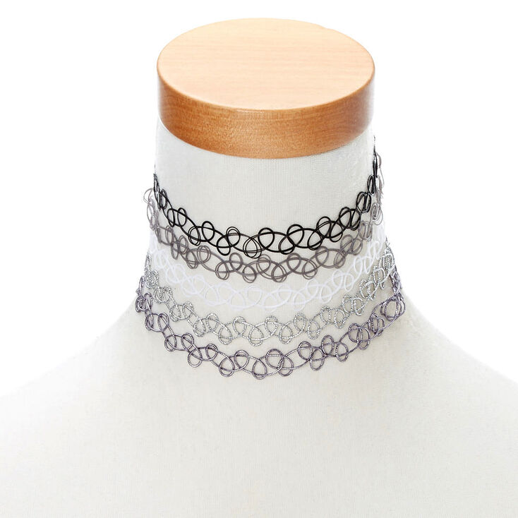 Black & White Tattoo Choker 5 Pack,