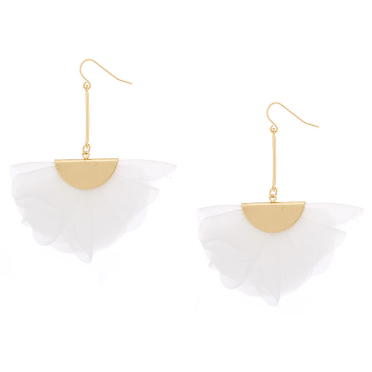 2.5" Chiffon Fan Drop Earrings - White,