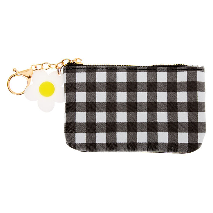 Gingham Daisy Coin Purse - Black,