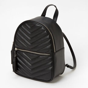 Black Quilted Small Backpack,