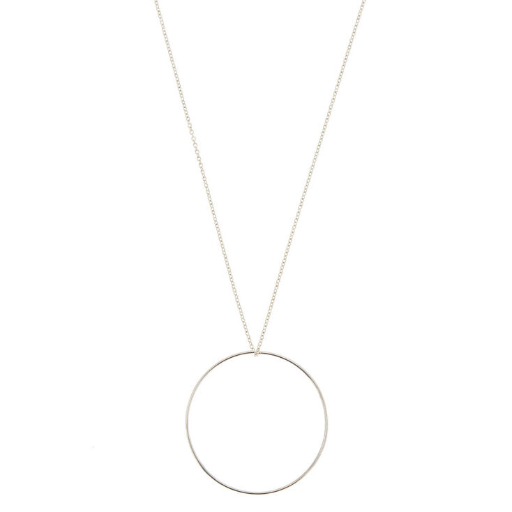 Silver Open Circle Long Pendant,