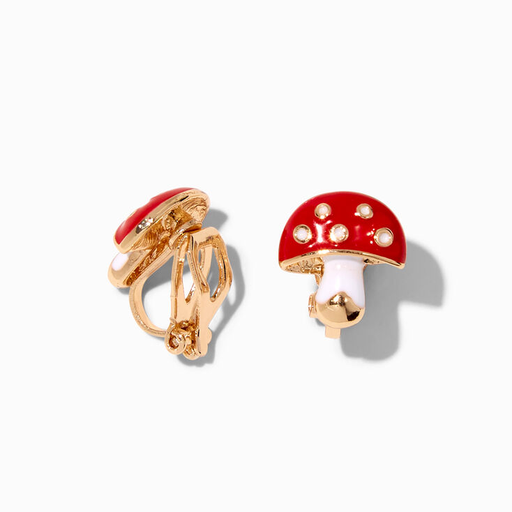 Red Mushroom Clip-On Stud Earrings,