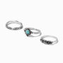 Turquoise Boho Burnished Silver-tone Ring Set - 3 Pack,