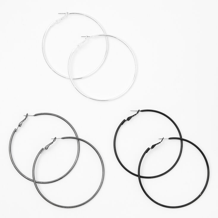 Mixed Metal 70MM Hoop Earrings - 3 Pack,