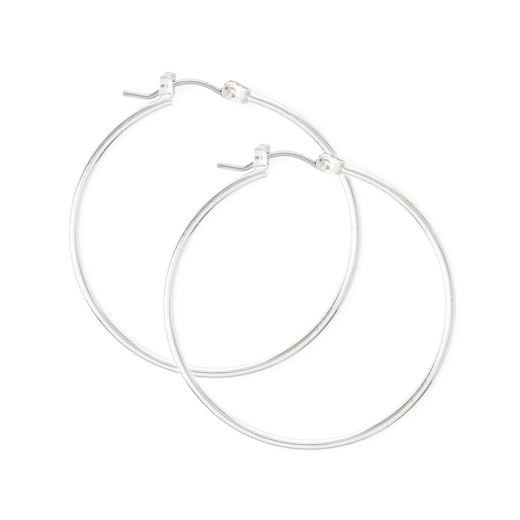 Thin silver hoops on sale