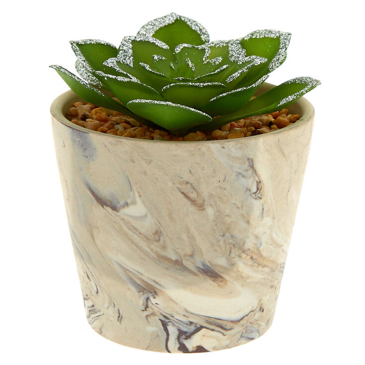 Marble Glitter Faux Succulent Plant - Gray,