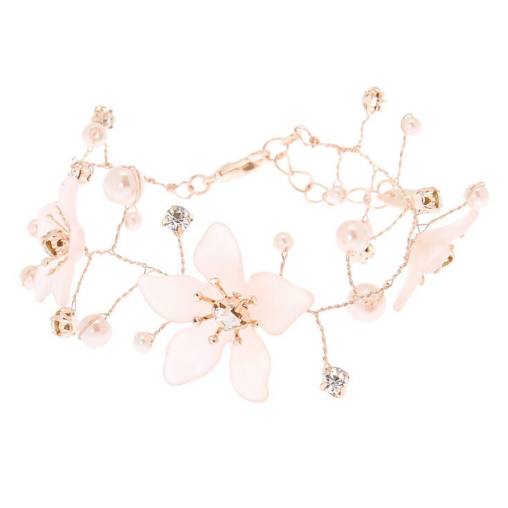 Rose Gold Frosted Flower Statement Bracelet,