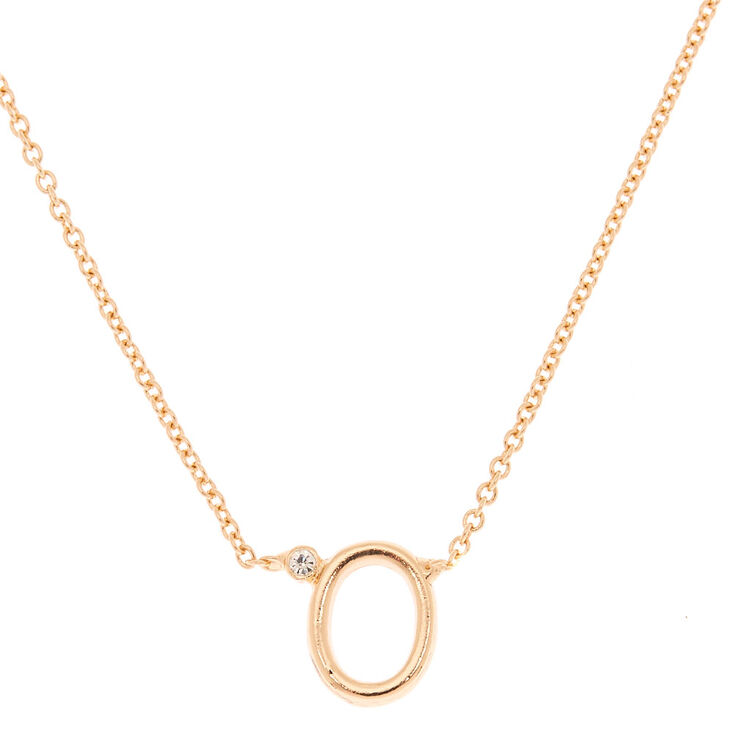Gold Stone Initial Pendant Necklace - O,