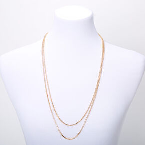 Gold Rhinestone Long Necklaces - 2 Pack,