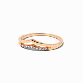 Gold Crystal Chevron Ring,