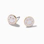 White Happy Face Gold Stud Earrings,