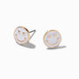 White Happy Face Gold Stud Earrings,