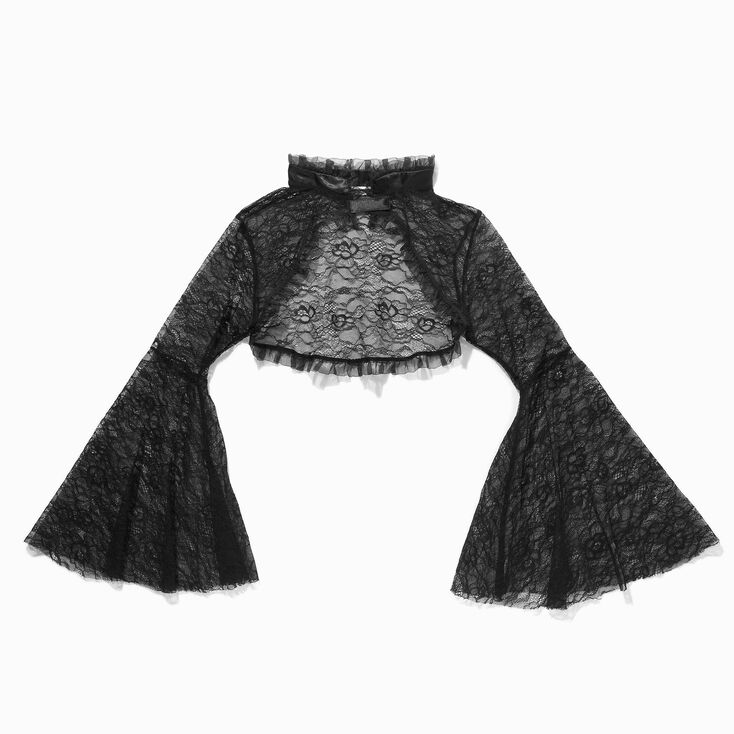 Black Lace Long Sleeve Capelette,