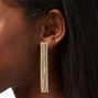 Gold Rhinestone Linear Fringe 3&quot; Drop Earrings,