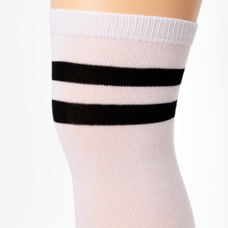 knee high socks white with black stripes