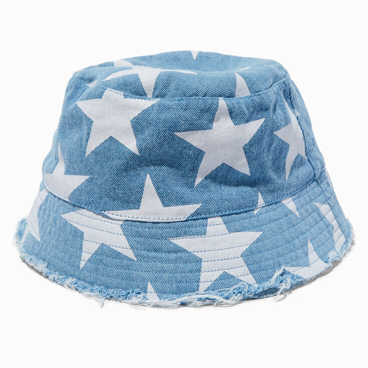 Star-Print Denim Bucket Hat,