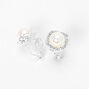 Silver Embellished Halo Pearl Clip On Stud Earrings,