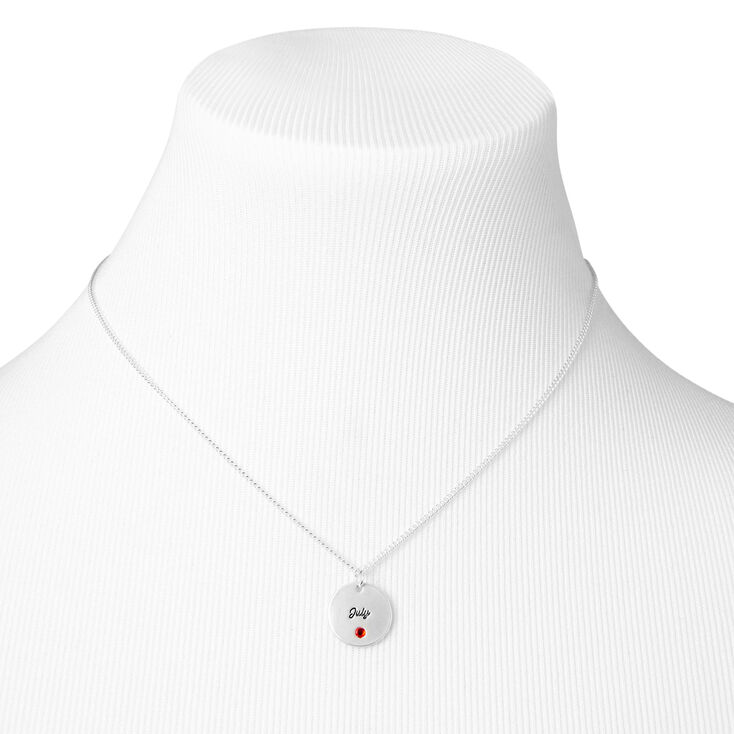Silver Birthstone Color Tag Pendant Necklace - July,