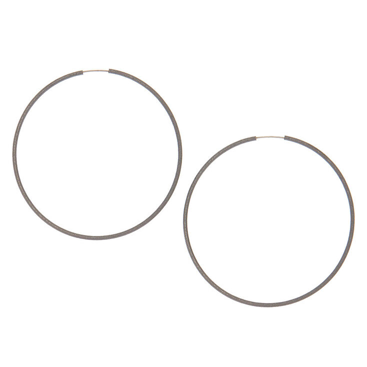 Hematite Hoop Earrings - 60MM,