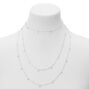 Silver Diamond Bling Multi Strand Chain Necklace,