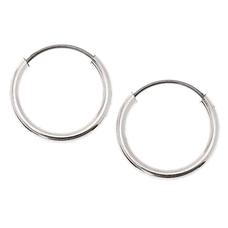 Men's Stainless Steel 10mm Thick Silver Hoop Earrings