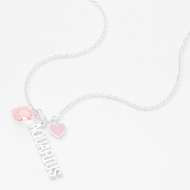 Silver Zodiac Charm Pendant Necklace - Aquarius,
