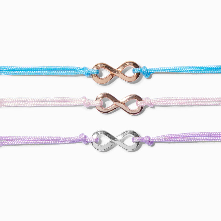 Mixed Metal Infinity Bolo Bracelet Set - 3 Pack,