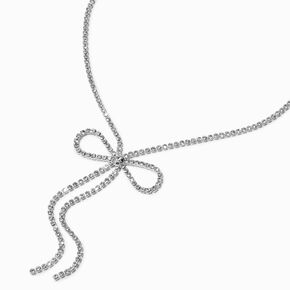 Silver-tone Rhinestone Bow Y-Neck Necklace,