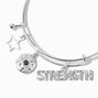 Silver Strength Charms Adjustable Bangle Bracelets - 3 Pack,