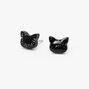 Glitter Black Cat Face Stud Earrings,