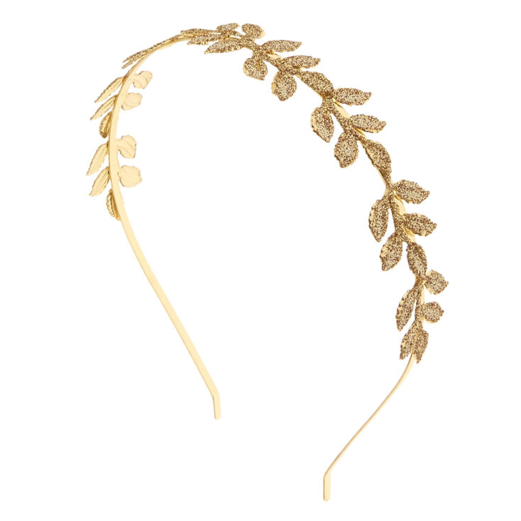 Gold Glitter Leaf Headband,