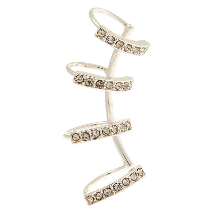 Silver 1.5" Crystal Ear Cuff,