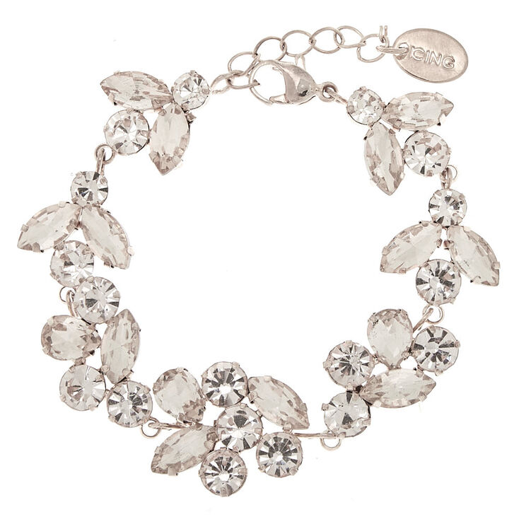 Silver Rhinestone Vine Statement Bracelet,