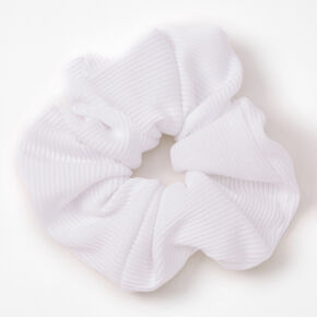 Medium Ribbed Hair Scrunchie - White,