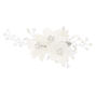 Pearlized Crystal Flower Hair Clip - White,