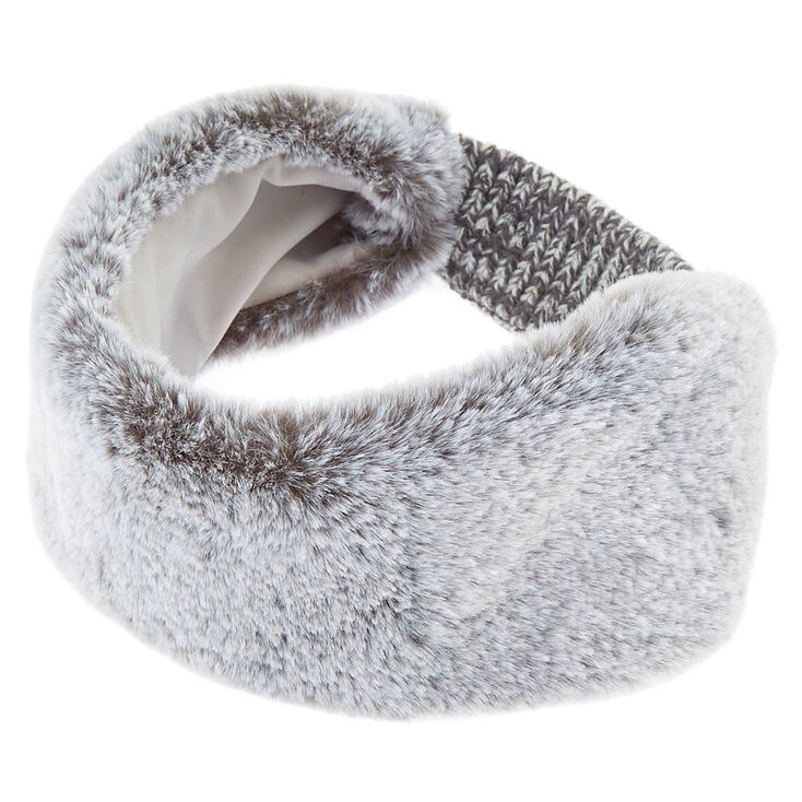 Faux Fur Ear Muff Headband - Gray,