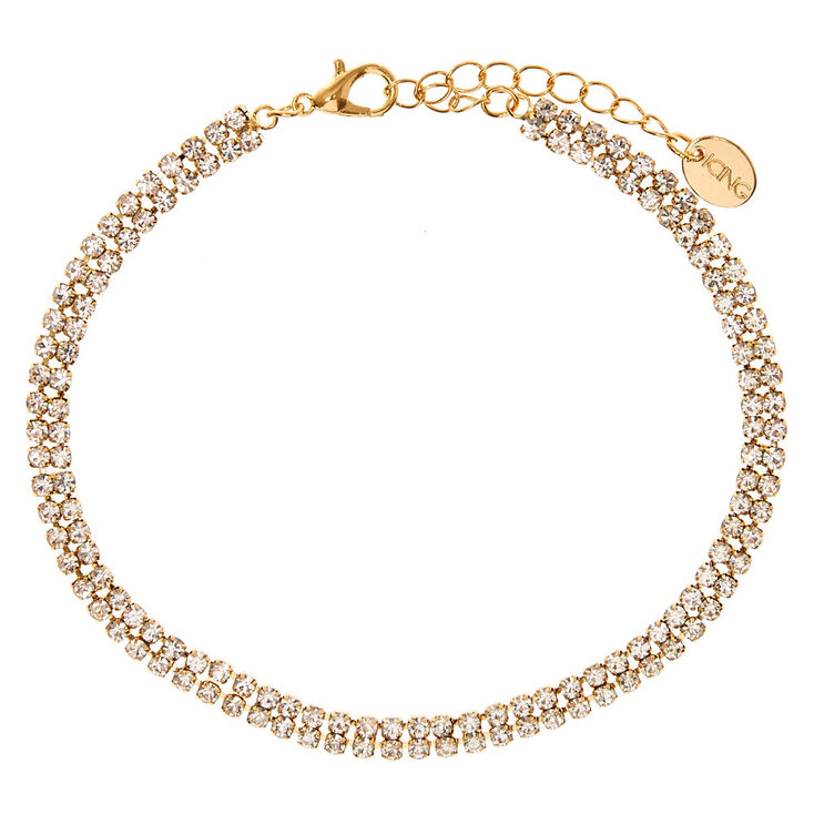Gold Tone Rhinestone Anklet,