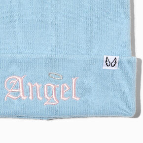 &#39;Angel&#39; Light Blue Beanie Hat,